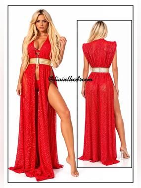 MODA MINX What A Waist Red Sparkle Cover Up Size M/L